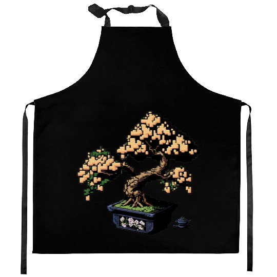 8 Bit Bonsai Tree Kitchen Aprons