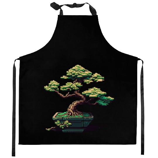 8 Bit Bonsai Tree Kitchen Aprons