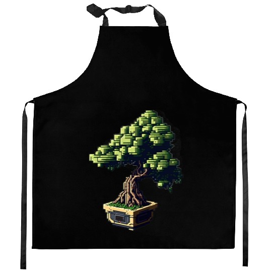 8 Bit Bonsai Tree Kitchen Aprons
