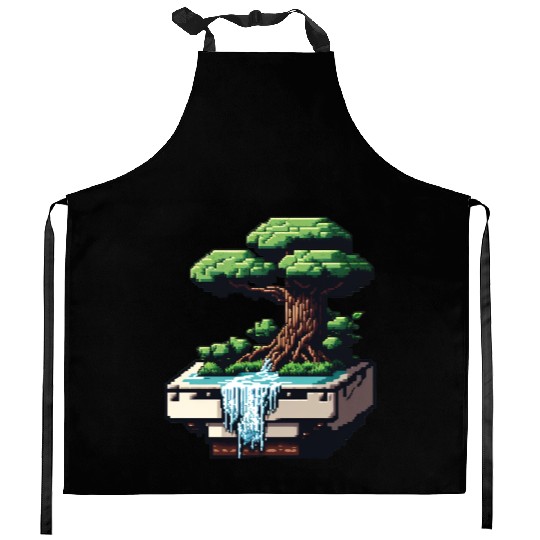 8 Bit Bonsai Tree Kitchen Aprons