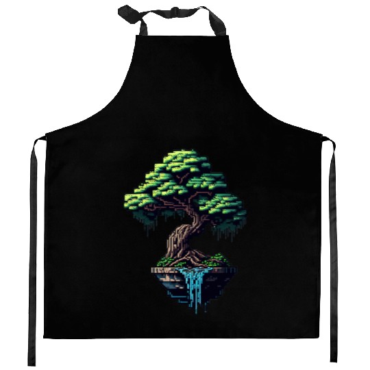 8 Bit Bonsai Tree Kitchen Aprons