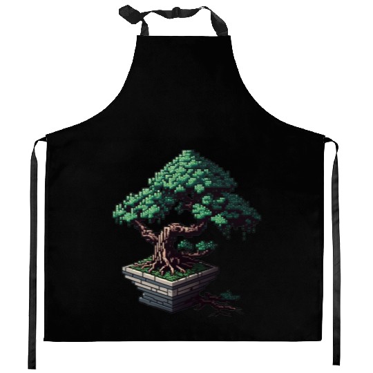 8 Bit Bonsai Tree Kitchen Aprons