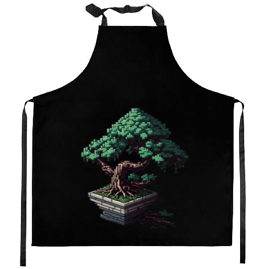 8 Bit Bonsai Tree Kitchen Aprons