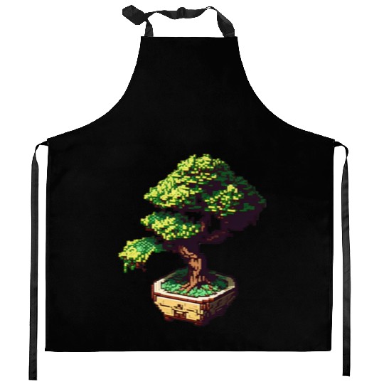 8 Bit Bonsai Tree Kitchen Aprons
