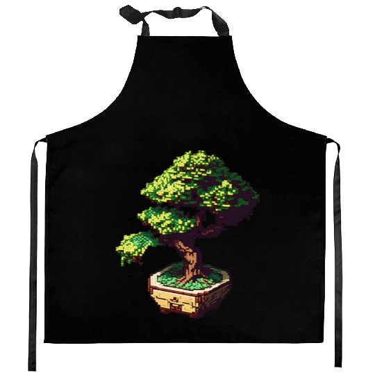 8 Bit Bonsai Tree Kitchen Aprons