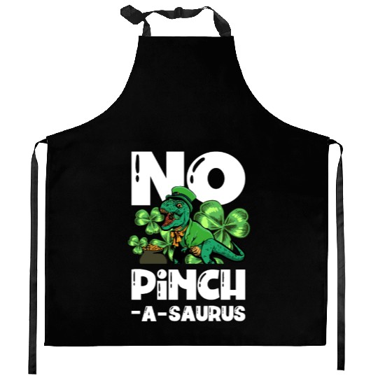 No Pinchasaurus Dinosaur Irish St. Patricks Day Kitchen Aprons
