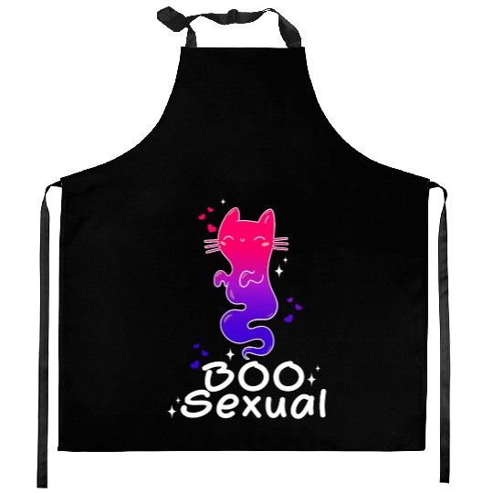 Boo Sexual Cute Bi Cat Ghost LGBT Bisexual Pride Kitchen Aprons