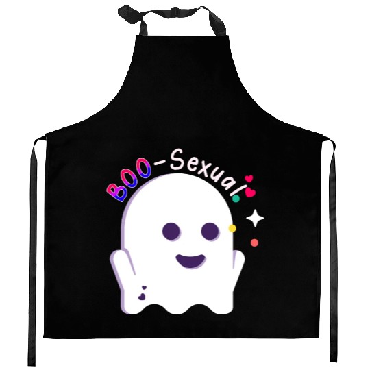 Boo Sexual Cute Bi Ghost LGBT Bisexual Pride Funny Kitchen Aprons
