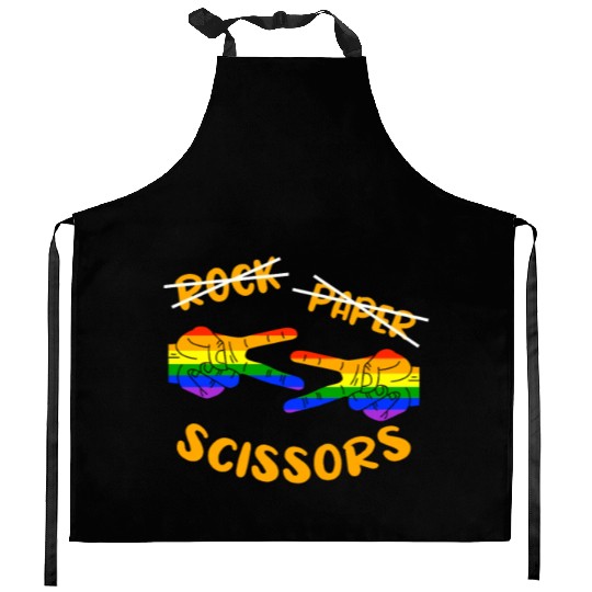 Rock Paper Scissors, LGBT Rainbow Flag Kitchen Aprons