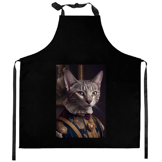 Egyptian Mau Cat Breed Portrait Royal Renaissance Kitchen Aprons