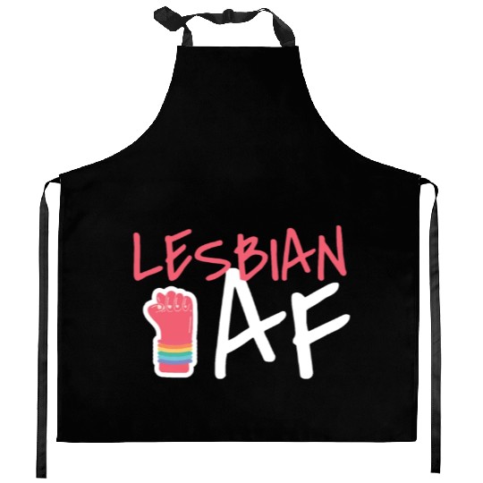 Lesbian AF LGBT Graffiti Fist Pride Colors Kitchen Aprons