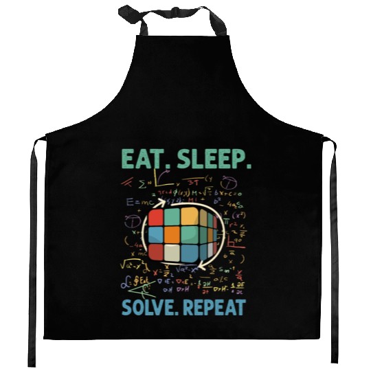 Eat Sleep Solve Repeat Math Speed Cubing Genie Kitchen Aprons