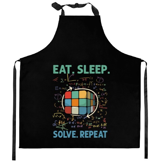 Eat Sleep Solve Repeat Math Speed Cubing Genie Kitchen Aprons