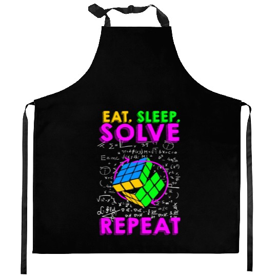 Eat Sleep Solve Repeat Math Speed Cubing Genie Kitchen Aprons