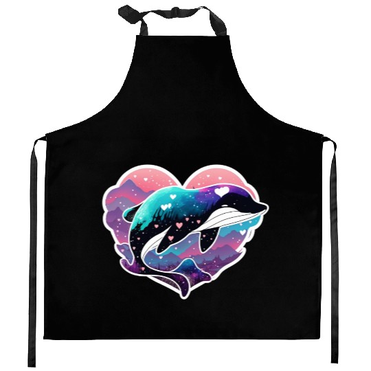 Orca Is My Valentine, Love Hearts Orca Valentines Kitchen Aprons