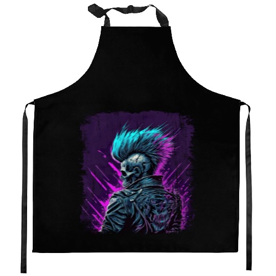 Apocalyptic Neon Retro Punk Zombie Kitchen Aprons