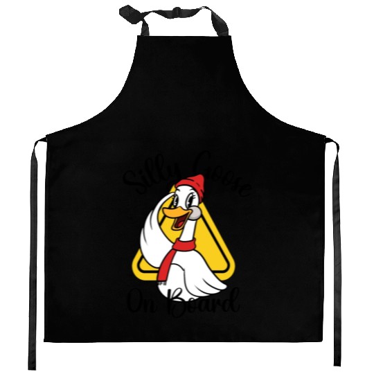 Silly Goose On Board, Sign Silly Goose Funny Yield Kitchen Aprons