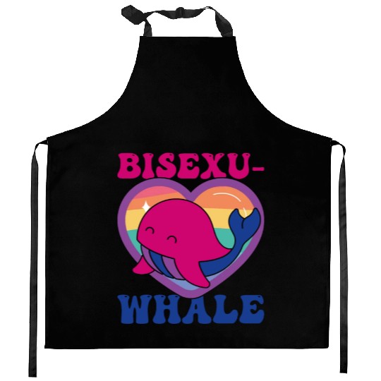 Bisexu-Whale Kawaii Whale Bisexual Pride Flag Kitchen Aprons