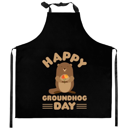 Groundhog Day cute print retro Kitchen Aprons