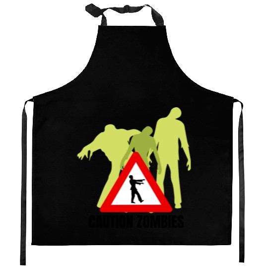 Caution Zombies Design Kitchen Aprons