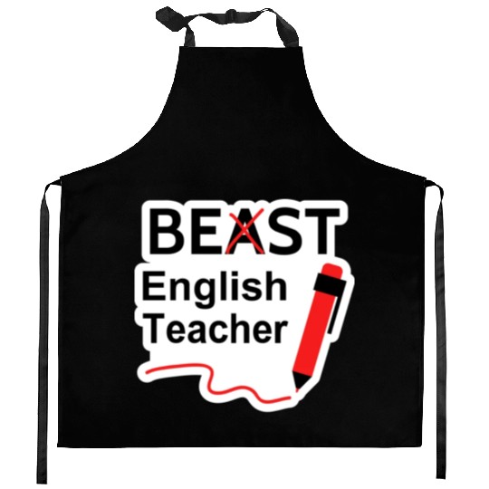 Funny Beast or Best English Teacher Kitchen Aprons