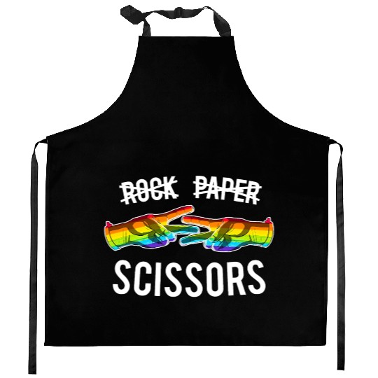 Rock Paper Scissors Lesbian Pride Rainbow LGBT Kitchen Aprons