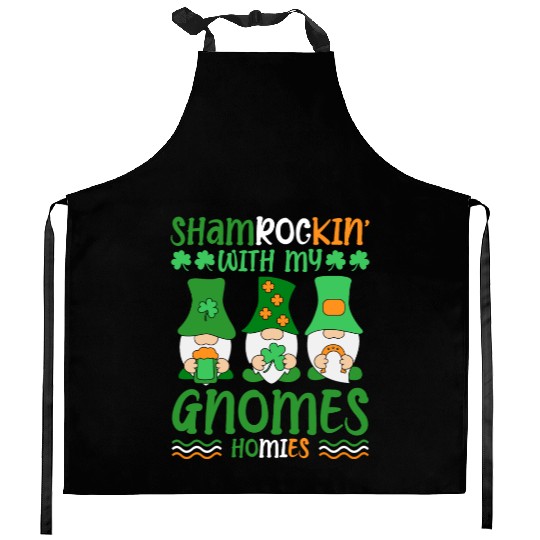 Shamrockin' With My Gnomes Homies St. Patrick's Kitchen Aprons