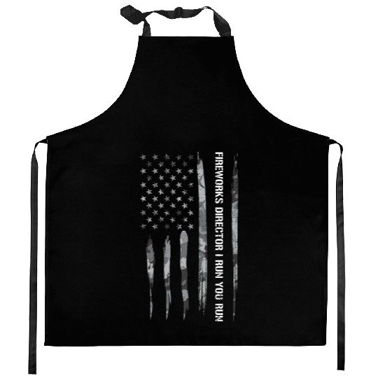 Fireworks Director I Run You Run Kitchen Aprons