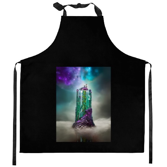 Cosmic Gemstone and Glass \|/ Universe Kitchen Aprons