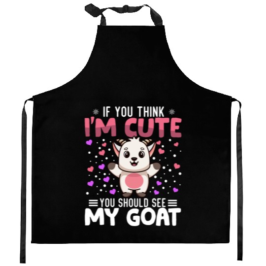 Goat Heart Valentine's Day Animal For Womens Kids Kitchen Aprons
