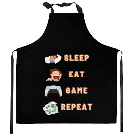sleep eat game repeat PlayStation Kitchen Aprons