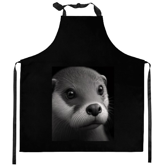 Fashionable Otter Design Cool Sea Otter With Blue Kitchen Aprons