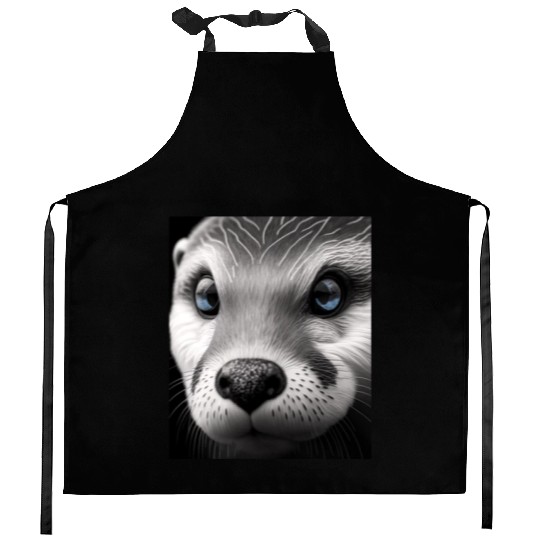 Fashionable Otter Design Cool Sea Otter With Blue Kitchen Aprons