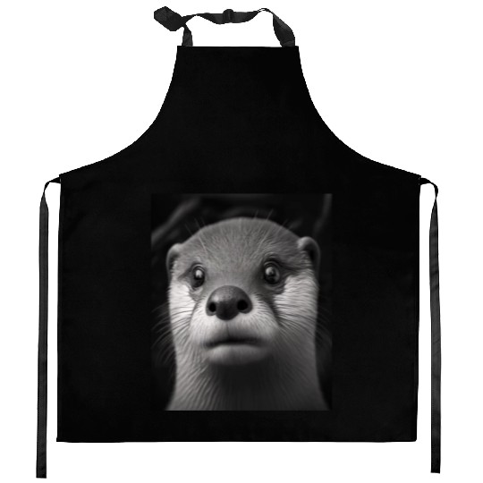 Fashionable Otter Design Cool Sea Otter With Blue Kitchen Aprons