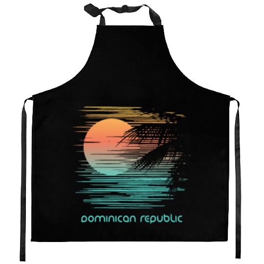 Artistic Dominican Republic Palm Tree Vacation Kitchen Aprons
