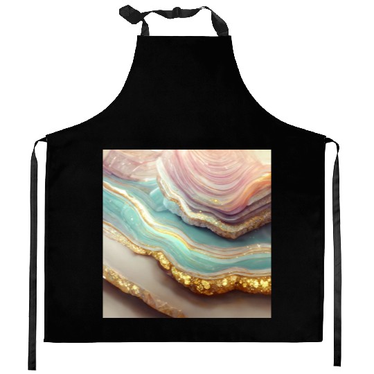 Pastel Agate Geode Stone Kitchen Aprons
