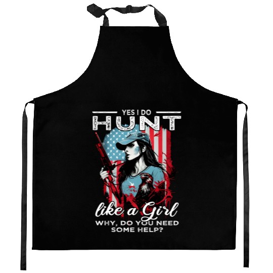 Buck Deer Hunting and American Flage Kitchen Aprons