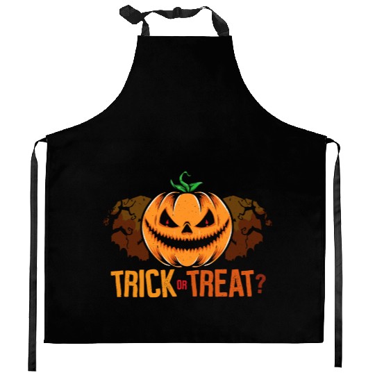 Trick or Treat - Halloween pumpkin Kitchen Aprons