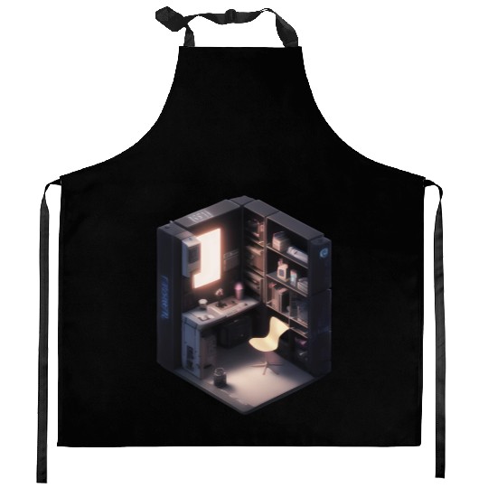 Cube Room Print - For Fans of Geometric and 3D Art Kitchen Aprons