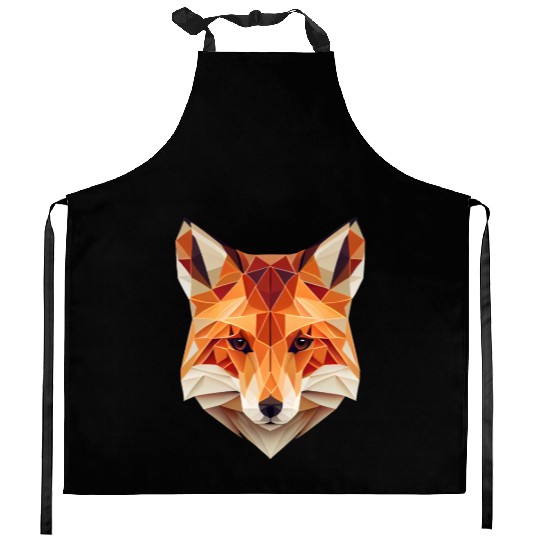 Fox Polygon Wild Animal Lover Wildlife Zookeeper Kitchen Aprons