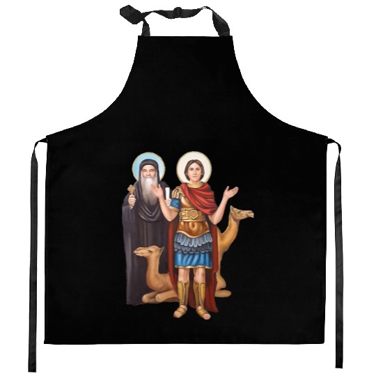 Pope Kyrillos and saint Mina. Coptic church. Kitchen Aprons