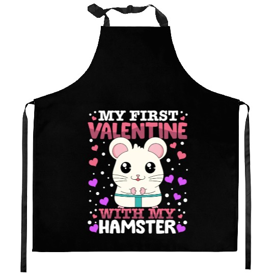 My First Valentine With My Hamster Animal Heart Kitchen Aprons