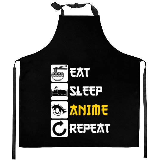 Eat Sleep Anime Repeat | Manga Japan Saying Cospla Kitchen Aprons