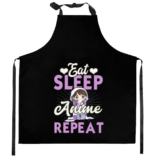 Eat Sleep Anime Repeat Japanese Manga Lover Cospla Kitchen Aprons