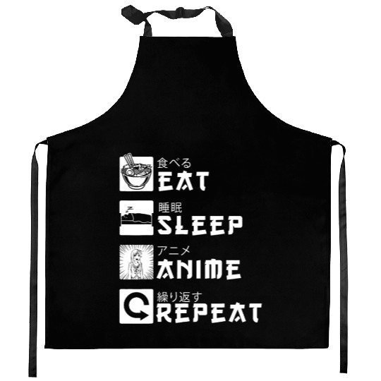 Eat Sleep Anime Repeat Japanese Manga Lover Cospla Kitchen Aprons