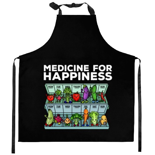 Medicine For Happiness Vegetable Dose Daily Kitchen Aprons