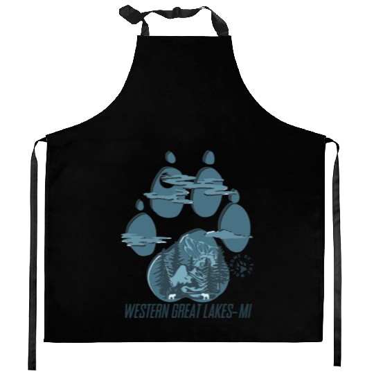 Western great lakes Michigan home of the wolf Kitchen Aprons