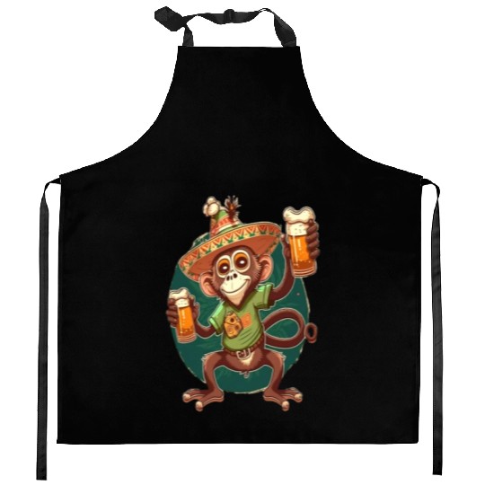 Funny Spider Monkey Lover Mexican Spider Monkey Kitchen Aprons