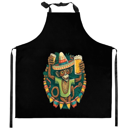 Funny Spider Monkey Lover Mexican Spider Monkey Kitchen Aprons