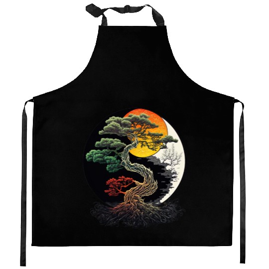Yin and Yang Bonsai Tree Kitchen Aprons